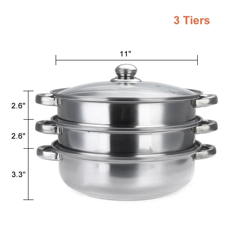 2 Layer Stainless Steel Pots Stockpot Hotpot Induction Steaming Food Steamer Pan Household Cooking Pot Kitchen Steamer Cooker