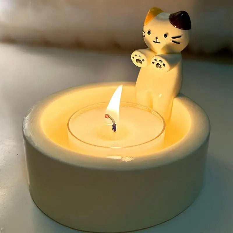 Cute Kitten Candle Holder Cartoon Kitten Candle Holder Cute Scented Light Holder Funny Creative Desktop Ornaments Home Decor