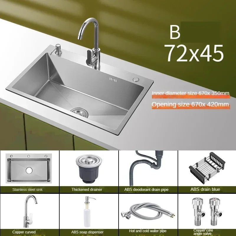 Stainless Steel Chinese Kitchen Sinks for Kitchen Sink Thickened Brushed Process Simple and Creative Kitchen Sink for Restaurant