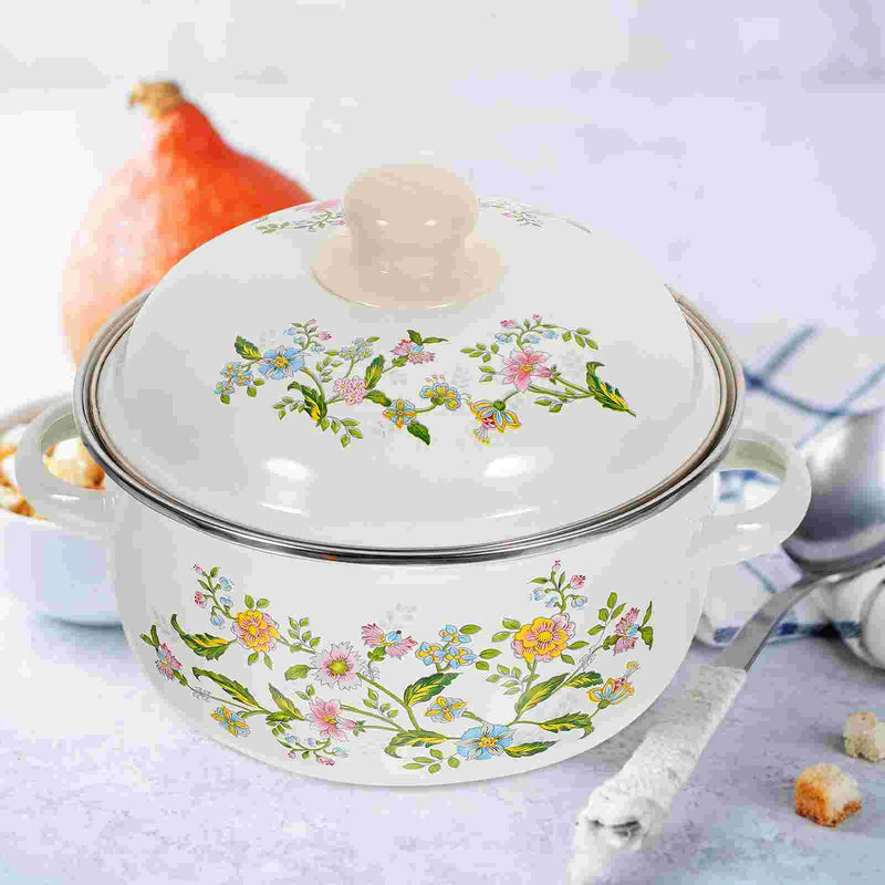 3 Pcs Cooking Utensils Enamel Pot Cooker Pots Deep Stockpot Soup Chinese Stew with Handle