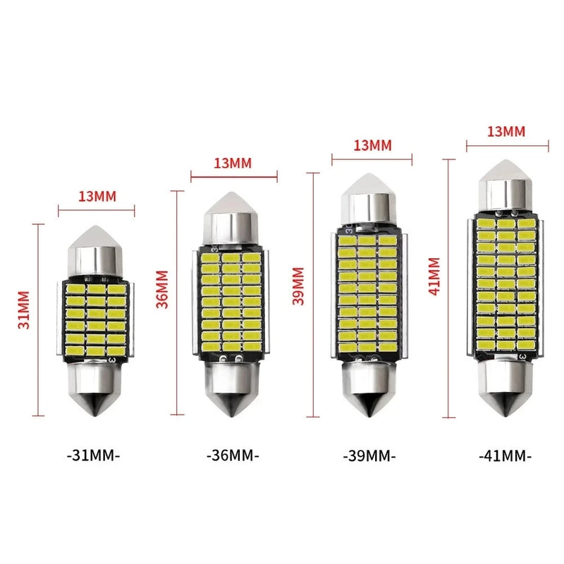 6 pcs Festoon 31mm 36mm 39mm 41mm High Quality Super Bright LED Bulb C5W C10W Car License Plate Light Auto Interior Reading Dome