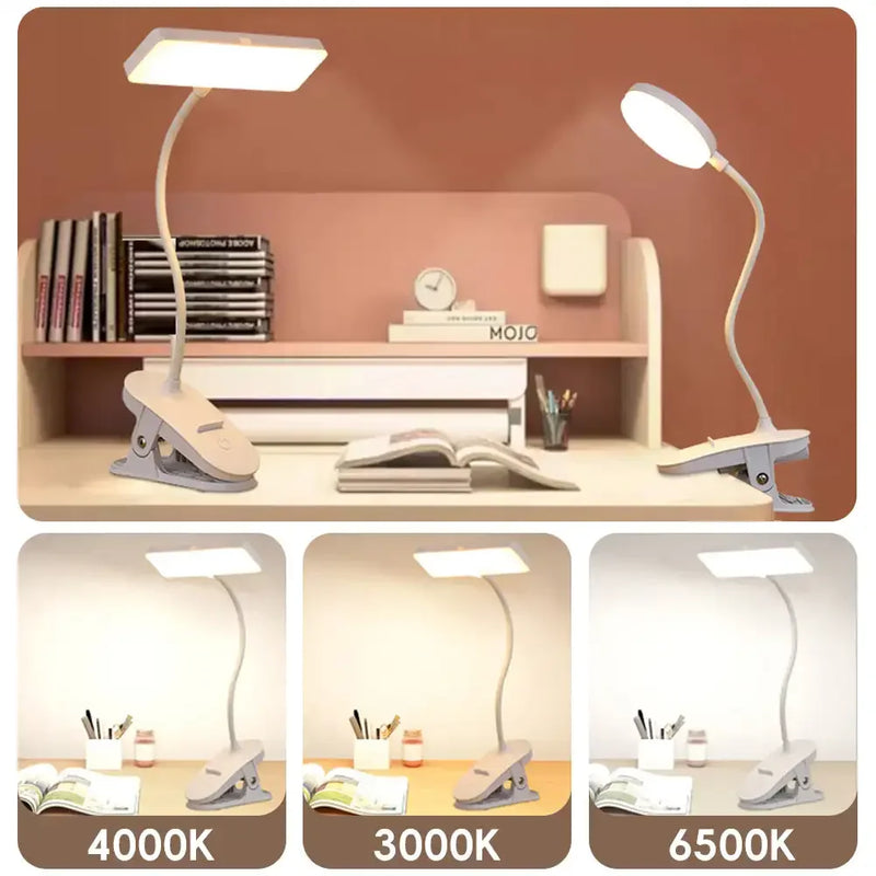 Table Lamp USB Rechargeable Desk Lamp With Clip Bed Reading Book Night Light LED Touch 3 Modes Dimming Eye Protection Light