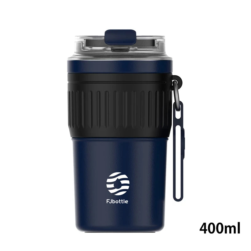 FEIJIAN Stainless Steel Coffee Cup Coffee Mug Thermos Cup Portable Travel Mug With Lifting Rope Leak-Proof Non-Slip 500ml/400ml