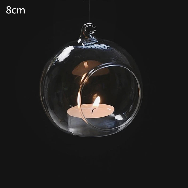 1Pcs Fashion Candle Holder Hanging Clear Globe Glass Terrarium Air Plant Decor for Your Family Dinner, Wedding, Party, etc