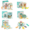 Kids Kitchen Toy Set Wooden Coffee Maker Set Simulation Cookie Maker Kit Pretend Play Educational Toys Gifts for Girls Boys