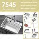 304 Stainless Steel Multifunctional Kitchen Sink Large Capacity Single Bowl Vegetable Workstation Wash/Cut/Drain in One Full Set