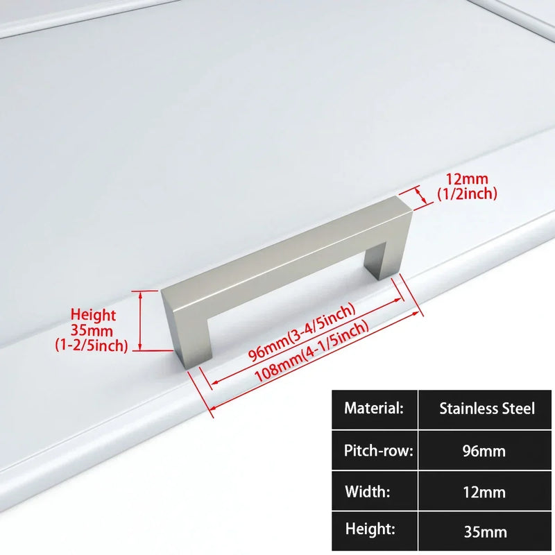 Square Furniture Hardware Black Cabinet Handle Stainless Steel Kitchen Door Knobs Cupboard Wardrobe Drawer Pulls