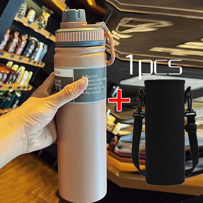 530ML/750ML Thermos Water Bottle Large capacity Stainless Steel Vacuum Flask Mug Portable Outdoor Thermal Mug Sports Drinks Cup