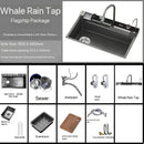 304 Stainless Steel Kitchen Waterfall Sink Digital Display Large Single Sink Dish Basin Sink With Multifunction Touch Waterfall