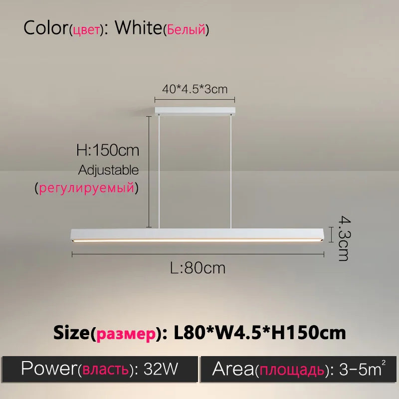 Designer dining room chandelier simple modern Nordic dining table bar table lamp minimalist led long office chandelier