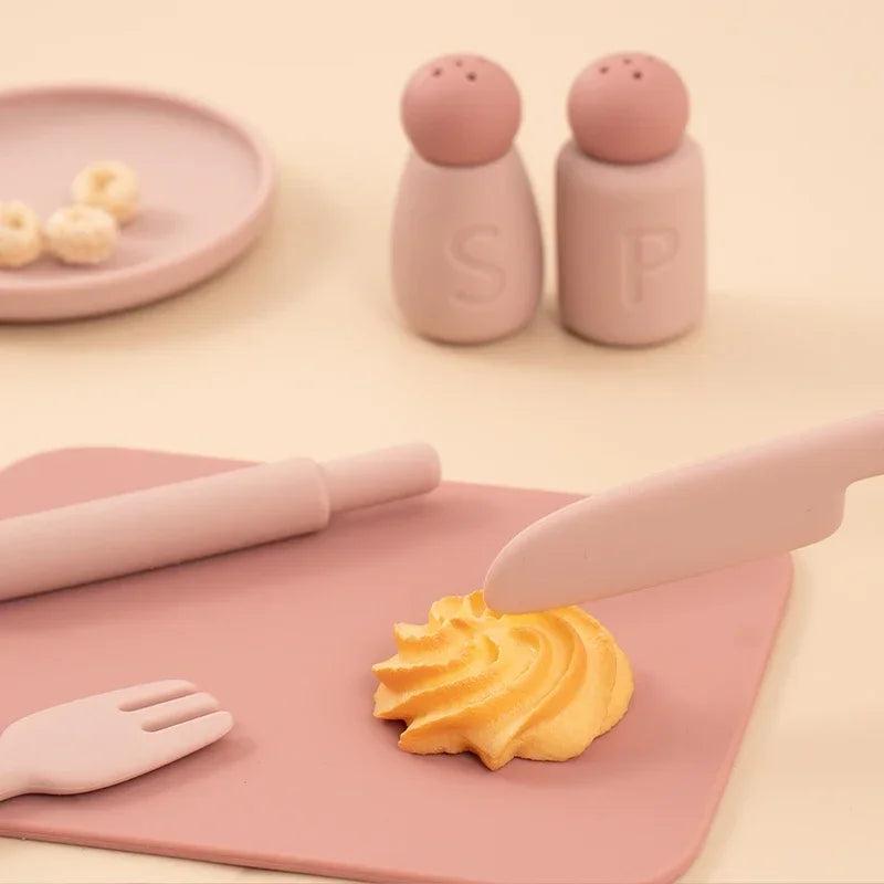 Food Grade Silicone Kitchen Toys Set for Kids Kitchen Accessories Pretend Play Cooking Toy BPA Free Children Educational Toys