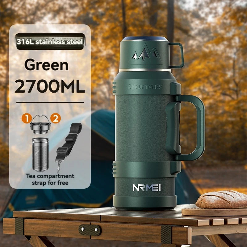 2L Thermos Insulated Water Bottle Stainless Steel Vacuum Flasks Large Tea Bottle Hot Water Bottle/Cold Outdoor Coffee Bottles