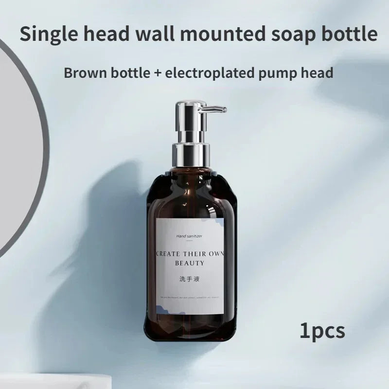 Hotel Wall Mounted Soap Dispenser Set Refillable No Punching Hand Sanitizer Shampoo Conditioner Bottle Holder for Shower Wall