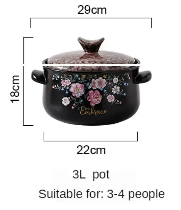 Terracotta Casserole Korean Flower Clay Pot Ceramic Soup Pots Saucepan Stewpan Cooking Pan Home Kitchen Supplies Cookware