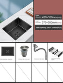 Household Black Sink for Kitchen Italian Metal Dry Handmade Kitchen Sinks Simple Small Light Luxury Kitchen Sinks for Bar