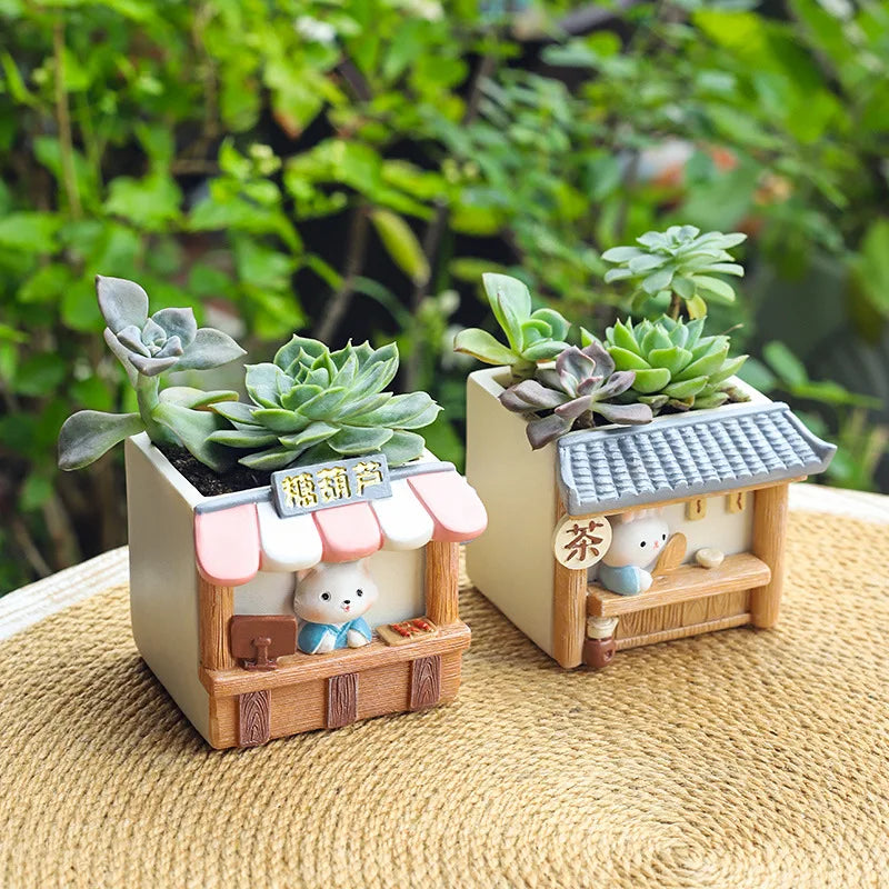 Creative Flower Pot for Succulents Cactus, Decorative Garden Pots for Mini Plants, Bakery Sushi Themed Planter Home Decor