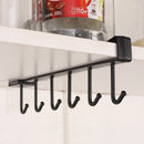 6 Hooks Storage Shelf Plastic Under Shelves Hanging Rack Utensils Holder Wardrobe Kitchen Bathroom Organizer Home Accessories