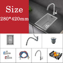 Small Gray Kitchen Sink Above Counter or Undermount 304 Stainless Steel Single Bowl Washing Basin Drain Accessories for Kitchen
