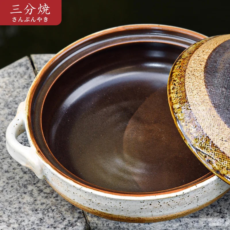 Japanese casserole soup stew pot ceramic high temperature resistant rice noodle stewpan gas cooker household saucepan 0.6-2.5L