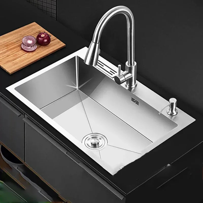 Stainless Steel Chinese Kitchen Sinks for Kitchen Sink Thickened Brushed Process Simple and Creative Kitchen Sink for Restaurant