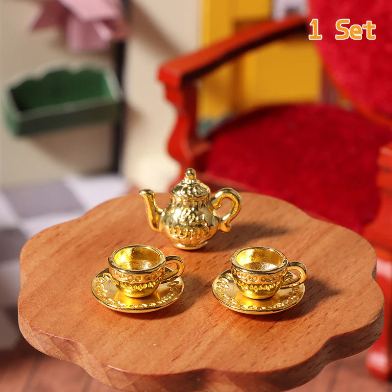 3/5/6pcs 1/12 Dollhouse Miniature Accessories Ceramics Tea Set Model Kitchen Tableware