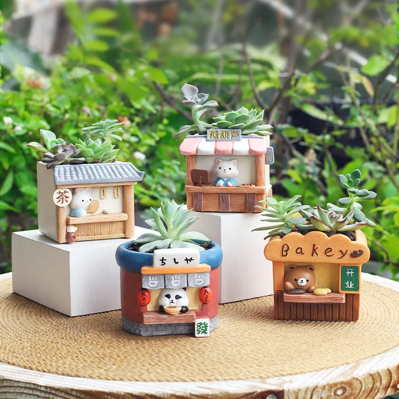 Creative Flower Pot for Succulents Cactus, Decorative Garden Pots for Mini Plants, Bakery Sushi Themed Planter Home Decor