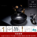 European Retro Bathroom Sinks Ceramic Home Bathroom Washbasins Countertop Basin Small Size Washing Sink Round Single Wash Basin