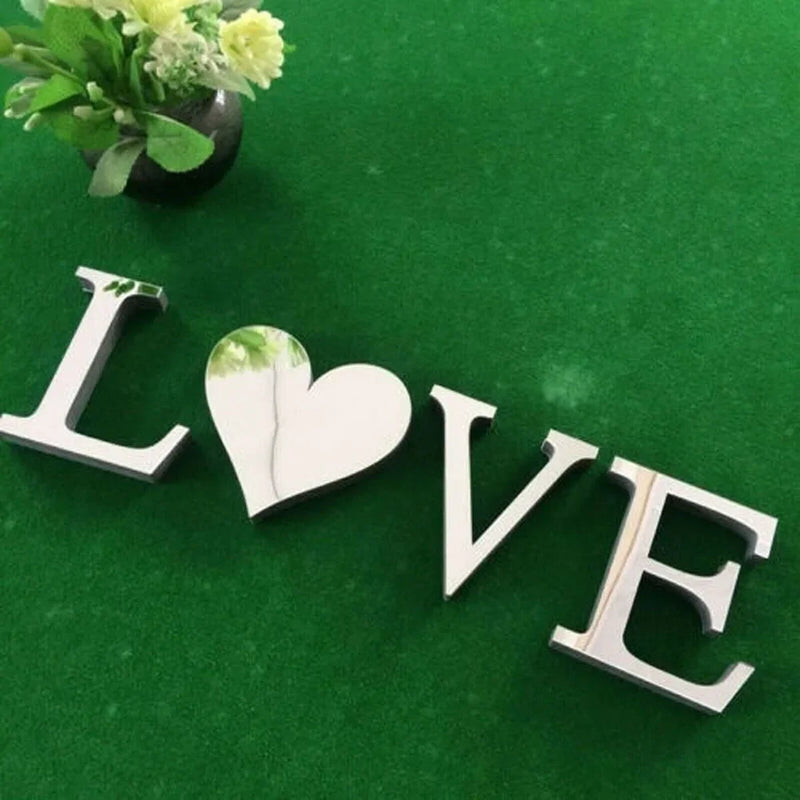 Letters Love Furniture Mirror Tiles Home Wall Sticker Self-Adhesive Art Decor Home Decor Bedroom Living Room Background Mural