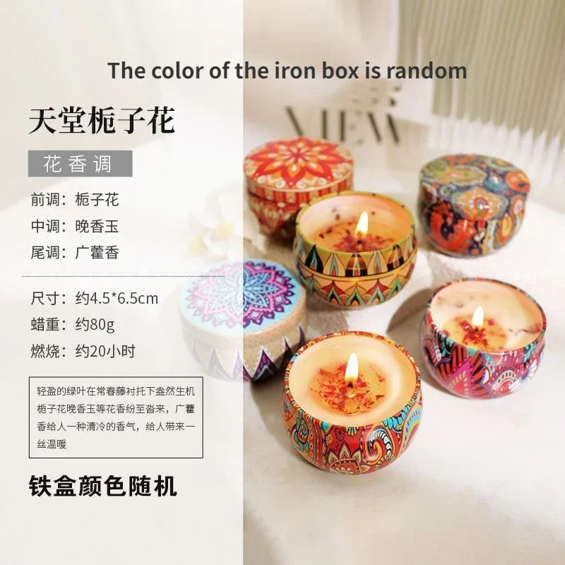Ethnic Dried Flower Aromatherapy Candle Home Living Room Sleep Aid Bedroom Aromatherapy Candle Gift Box Wedding Companion Gift