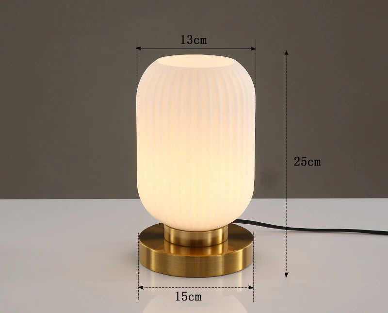 Nordic pumpkin Glass table lamps Study Bedroom Bedside decor desk lamp Modern living room White Blue Amber Smoky gray glass Lumi