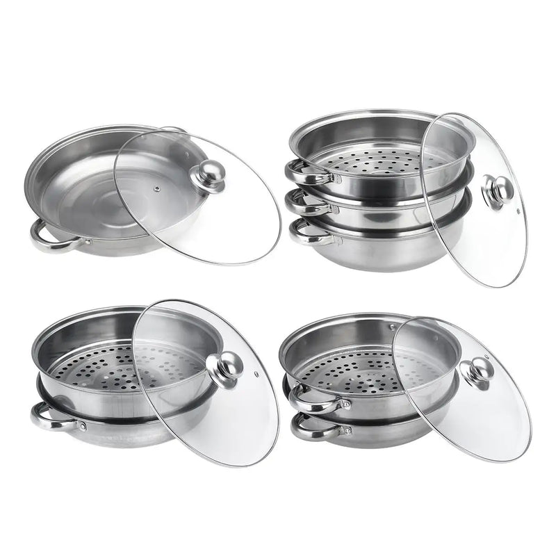 2 Layer Stainless Steel Pots Stockpot Hotpot Induction Steaming Food Steamer Pan Household Cooking Pot Kitchen Steamer Cooker