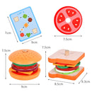 Wooden Burger Sandwich Stacking Toys For Toddler Kids Preschool Learning Educational Toys Pretend Play Food Kitchen Toys Gift