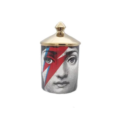 Gold Handmade Ceramic Empty Candle Holder Incense Candles Jar Lady Face Red Lip Cup Living Room Ornaments Home Decoration Box Cr