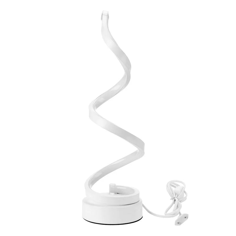 Nordic Indoor Table Lamp Modern Spiral Wave Shape Night Light Home Bedroom Hotel Bedside Lamp Acrylic Metal Wall LED Lighting