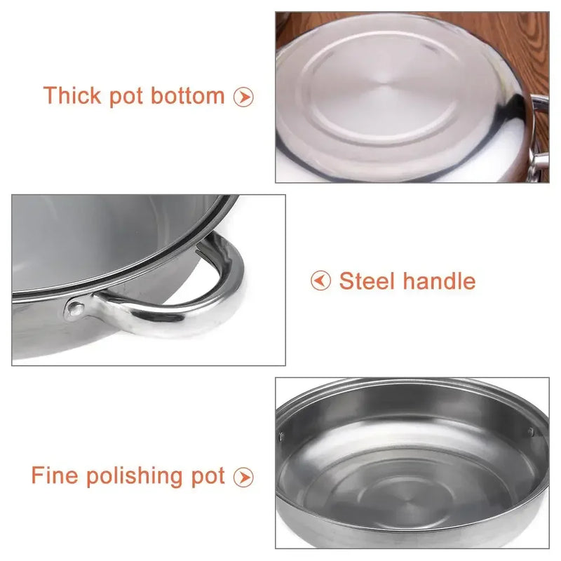 2 Layer Stainless Steel Pots Stockpot Hotpot Induction Steaming Food Steamer Pan Household Cooking Pot Kitchen Steamer Cooker