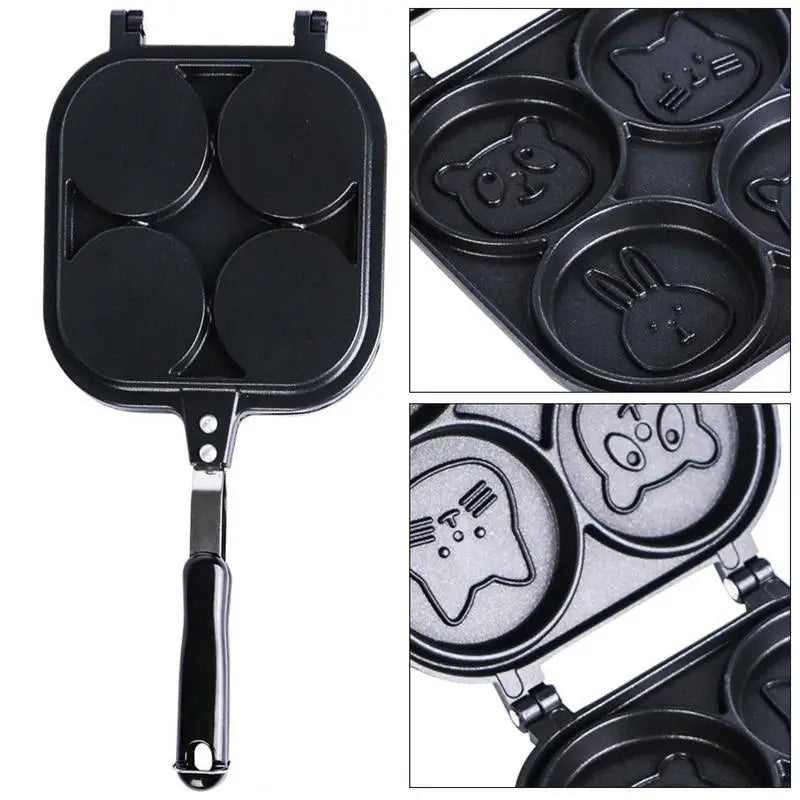 4 Cup Frying Pan Double-sided Pancake Shape For Kids Animal Pancake Maker Pan Nonstick Waffle Maker Pancake Mold Griddle