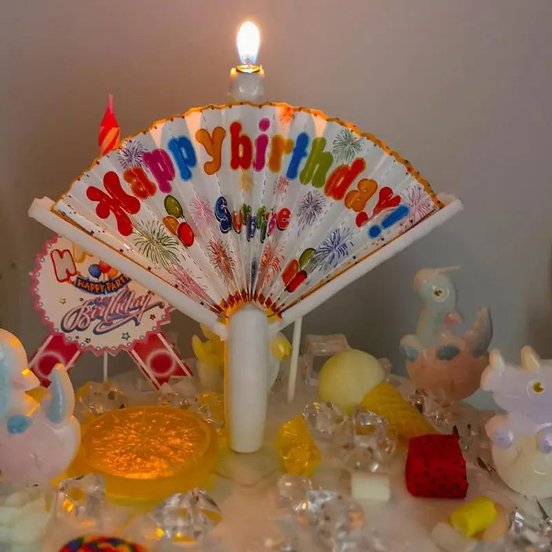 Birthday Cake Candle Creative Fan Candle Happy Birthday Surprise Candles Funny Wishing Candle Birthday Cake Candle Decor
