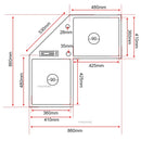 Stainless Steel Corner Kitchen Sinks L-shaped Large Corner Dishwashing Basin Handmade Double-slot Dishwashing Sink for Kitchen X