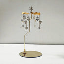 Stainless Steel Gold Round Disc Candlestick Christmas Gift Aromatherapy Running Horse Light Romantic Rotating Candle Holder