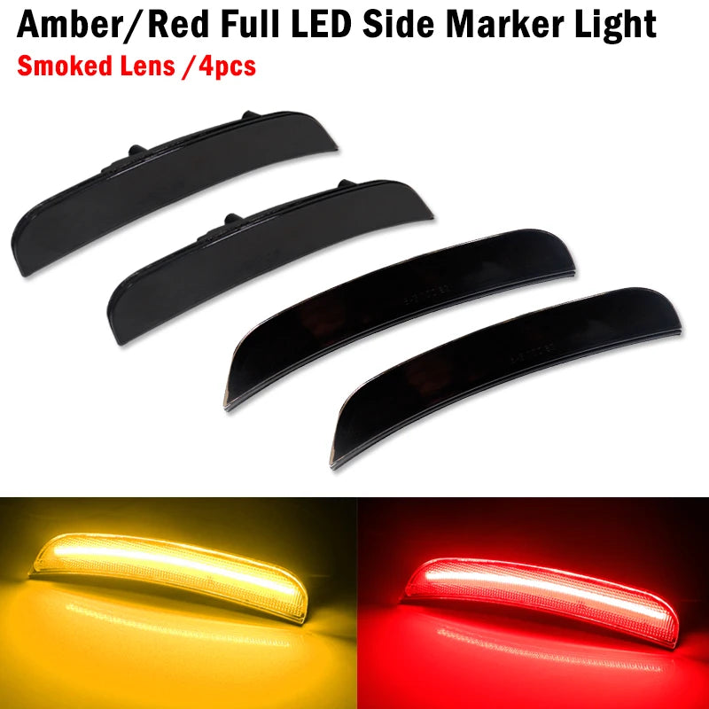 2pcs For 2015-2021 Dodge Charger Front Rear Bumper LED Side Marker Light Turn SignalLights/Driving Lights 12V