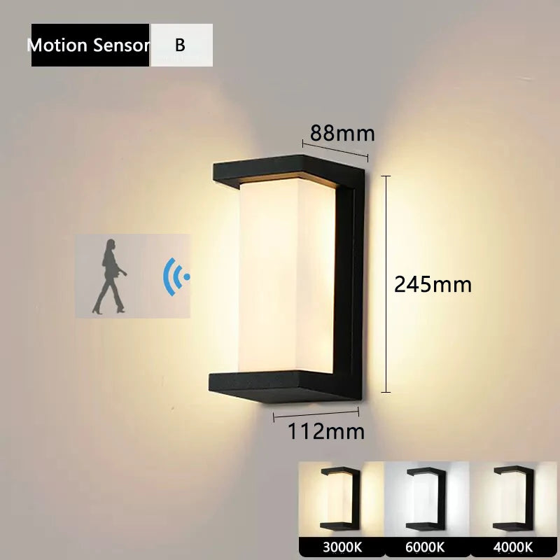 Outdoor Led Wall Light Waterproof IP65 PIR Motion Sensor Outdoor Lighting Porch Lights Balcony Garden Lights Outdoor Wall Lamp