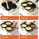 1PC Non-Stick Frying Pan 4 Cup Cast Iron Egg Pan Divided Baking Pan With Wooden Handle Omelette Pan For Eggs Steak And Burgers