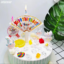 Hot Happy Birthday Fan Shaped Automatic Opening of Candles Magic Candle Cake Cupcake Topper Party Decoration Supplies DIY Gifts