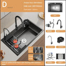 German Nano Sinks for Apartments Black Metal Three-hole Drain Kitchen Sink Light Luxury Household Kitchen Sink for Rental Houses