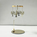 Stainless Steel Gold Round Disc Candlestick Christmas Gift Aromatherapy Running Horse Light Romantic Rotating Candle Holder