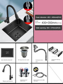 Household Black Sink for Kitchen Italian Metal Dry Handmade Kitchen Sinks Simple Small Light Luxury Kitchen Sinks for Bar