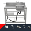 Household Vegetable Washing Basin with Bracket Commercial Stainless Steel Kitchen Sinks Kitchen Workbench Washing Single Sink