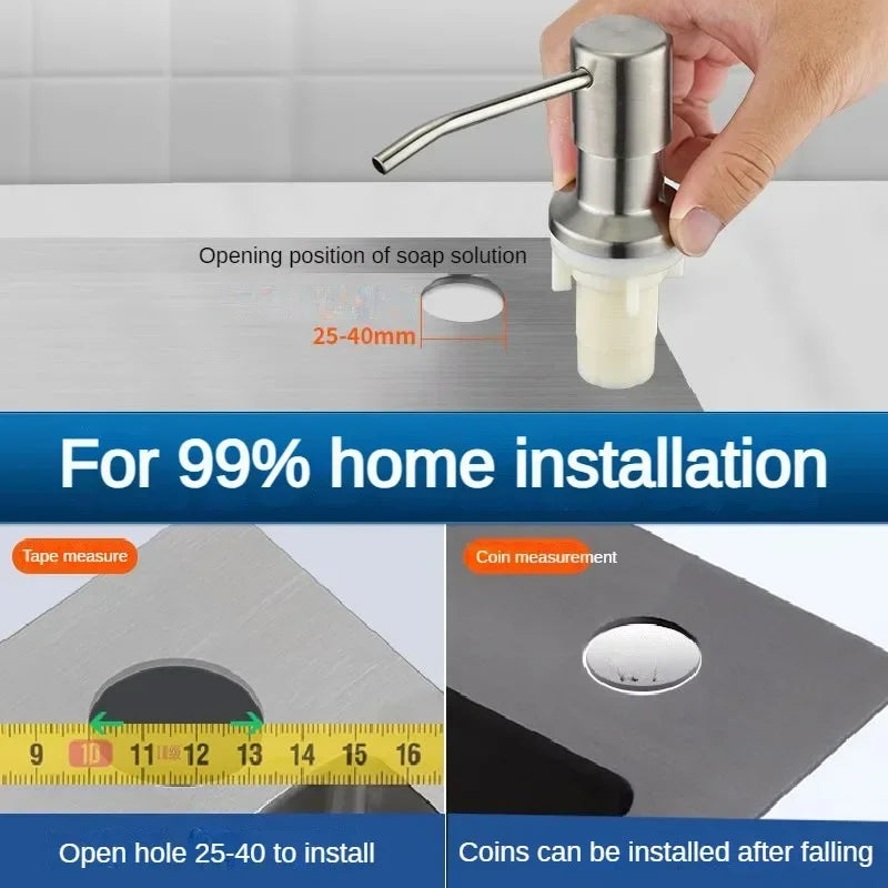 Stainless Steel Soap Dispenser Extension Tube Kit Kitchen Sink Liquid Soap Dispenser Bathroom Lotion Detergent Hand Press Pumps