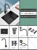 Household Black Sink for Kitchen Italian Metal Dry Handmade Kitchen Sinks Simple Small Light Luxury Kitchen Sinks for Bar