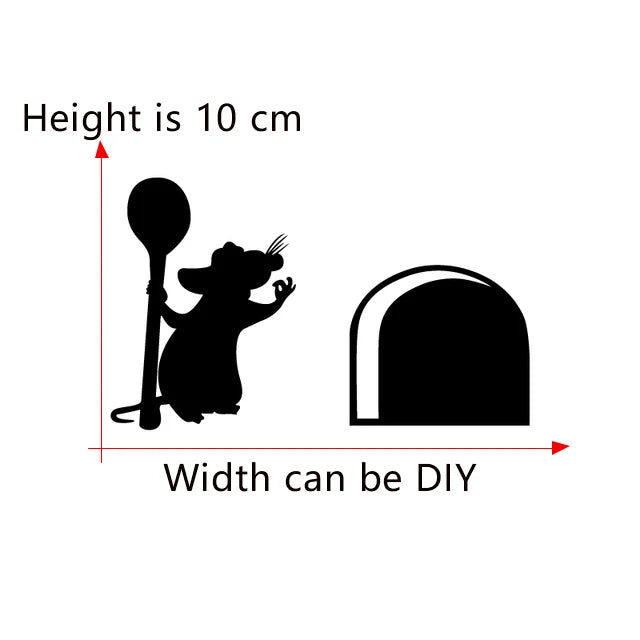 Ratatouille Rat Skirting Board Vinyl Wall Decal Sticker Home Decoration Mouse Hole  Mural Art Decals Wallpaper Removable Sticker